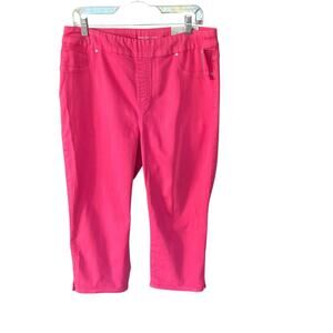 Chicos Pink Pull On Capri Pants Jeans Size 2 12 NEW Denim Lotus Petal